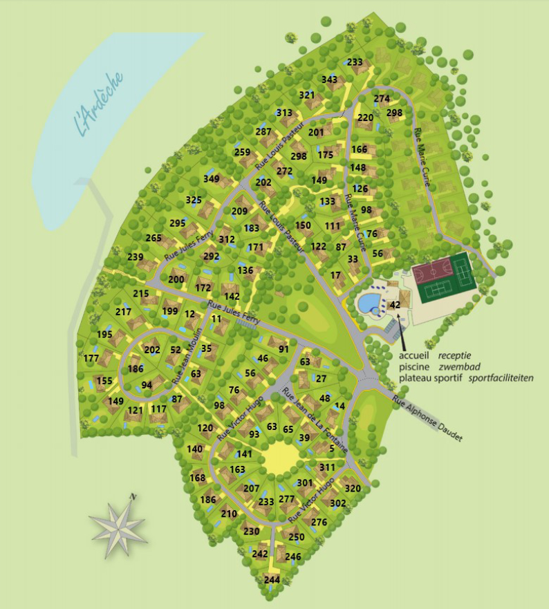 Plattegrond Villapark Domaine Les Rives de l' Ardeche